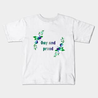 Gay male and proud floral design Kids T-Shirt